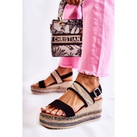 FE1 Keilsandalen aus schwarzem Wildleder Annabel beige 2