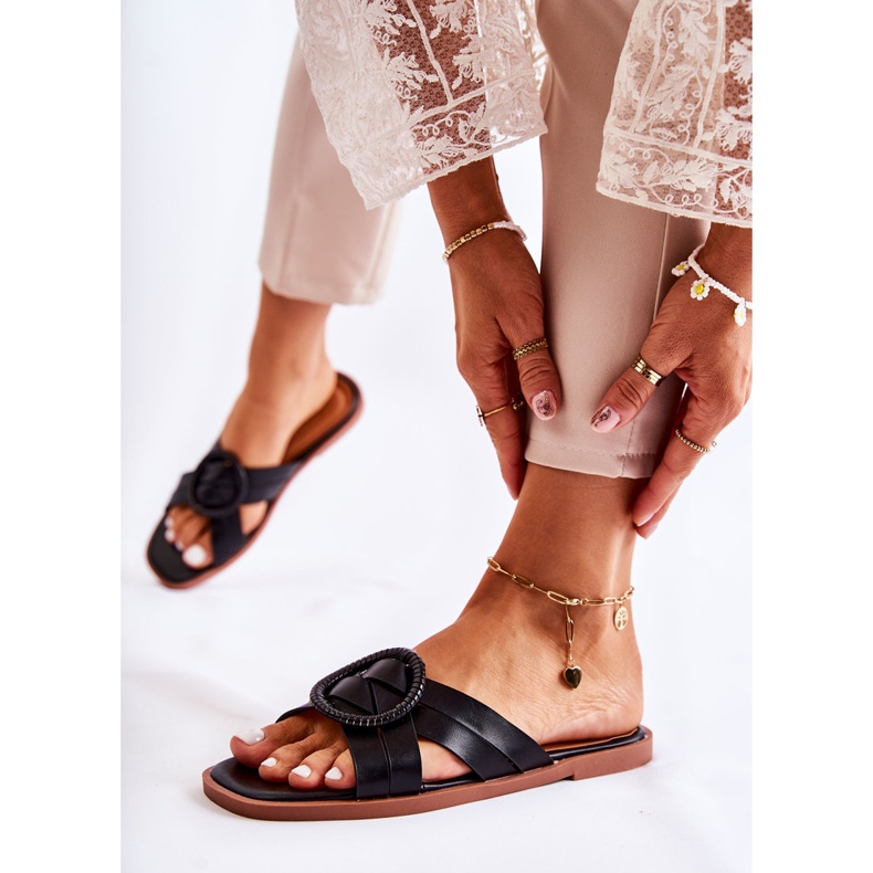 Modische schwarze Sansa-Hausschuhe für Damen 1