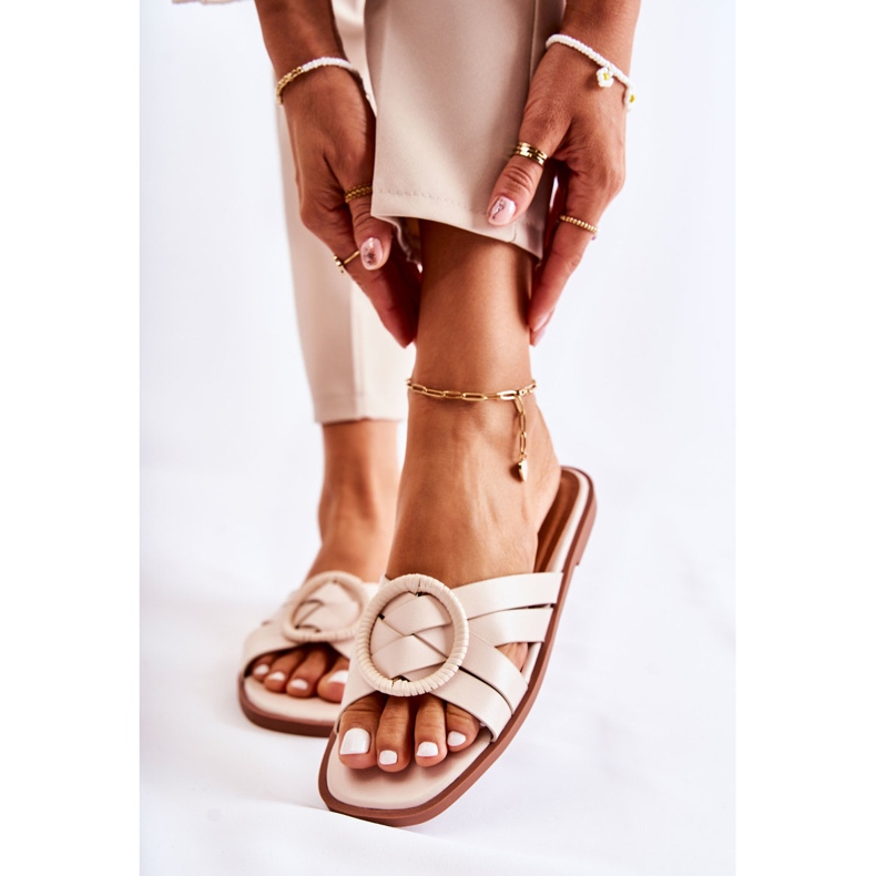 FE1 Modische Beige Sansa Damenpantoffeln 1