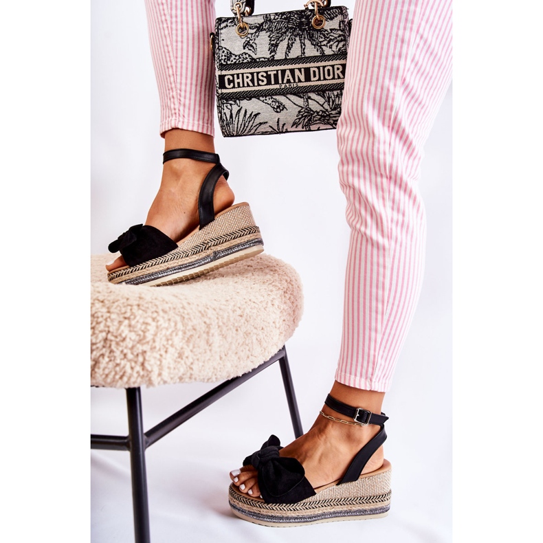 FE1 Schwarze Keilsandalen aus Wildleder Natina 2