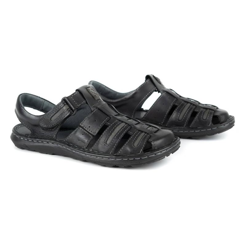 Olivier Sommersandale aus Leder für Herren 230MA schwarz 2