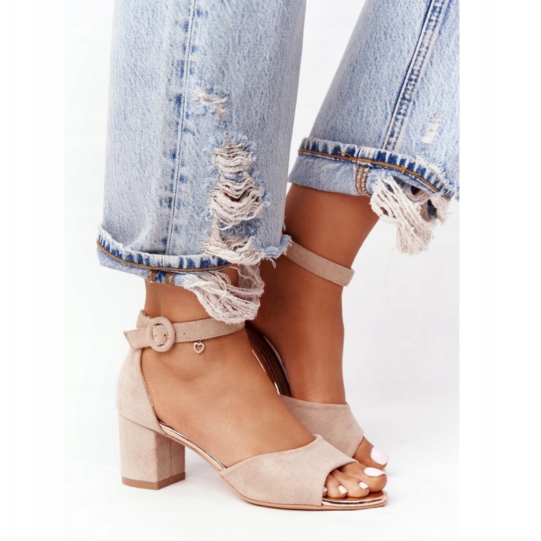 Wildleder High Heel Sandalen Vinceza 21-20100 Beige 2