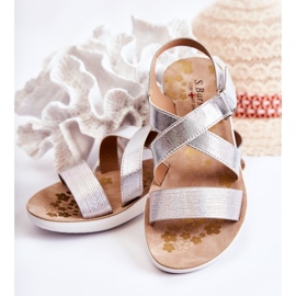 S.Barski Kindersandalen mit Klettverschluss Silber Alise 2
