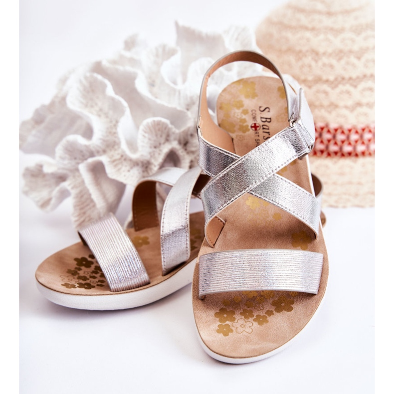 S.Barski Kindersandalen mit Klettverschluss Silber Alise 2
