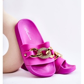 FK1 Kinder-Gummihausschuhe mit dekorativer Kette Fuchsia Suzie rosa 1