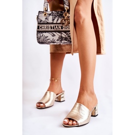 PA2 Damenhausschuhe aus Leder mit Krokodilmuster an der Ferse Golden Perry 1