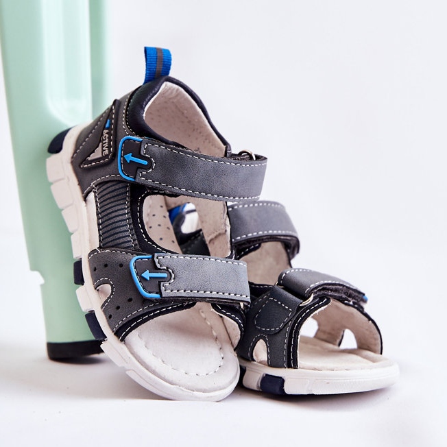 PE1 Bequeme Kindersandale Dunkelgrau Samell 1