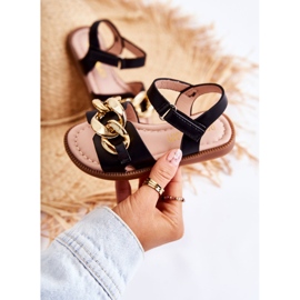 FR1 Kindersandalen mit schwarzem Layra-Klettverschluss ['schwarz'] 1