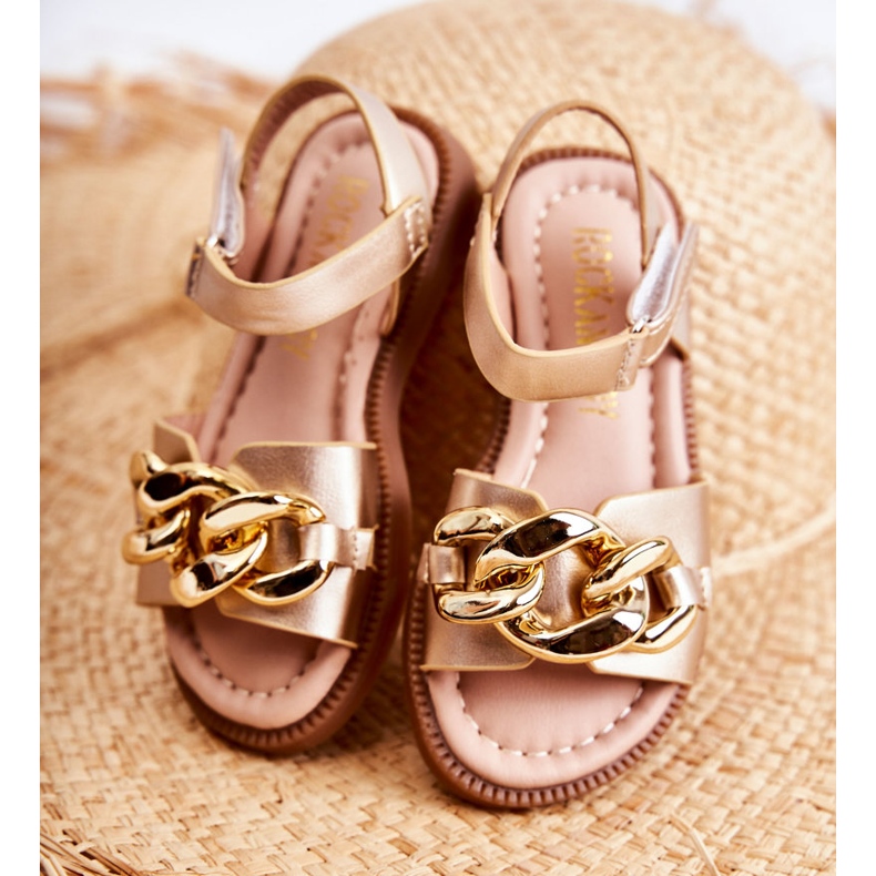 FR1 Kindersandalen mit goldenem Layra-Klettverschluss ['golden'] 2