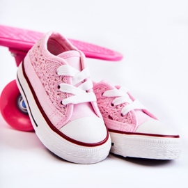 Sneakers für Kinder mit Spitze Weiß Roly-Poly rosa 1