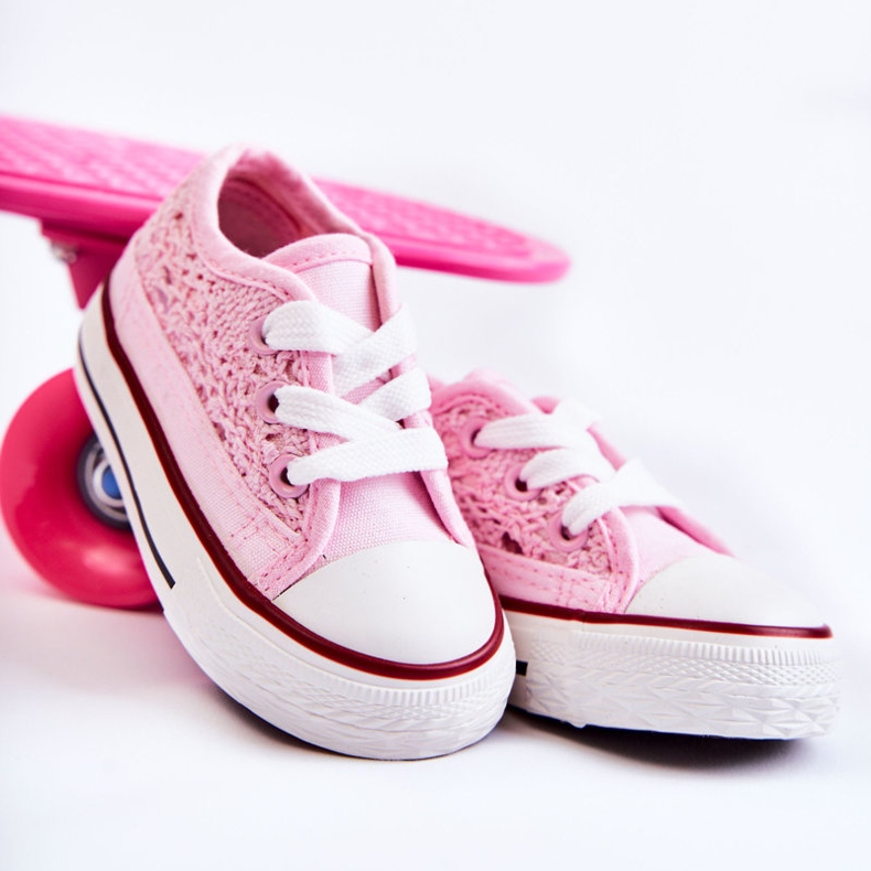 Sneakers für Kinder mit Spitze Weiß Roly-Poly rosa 1