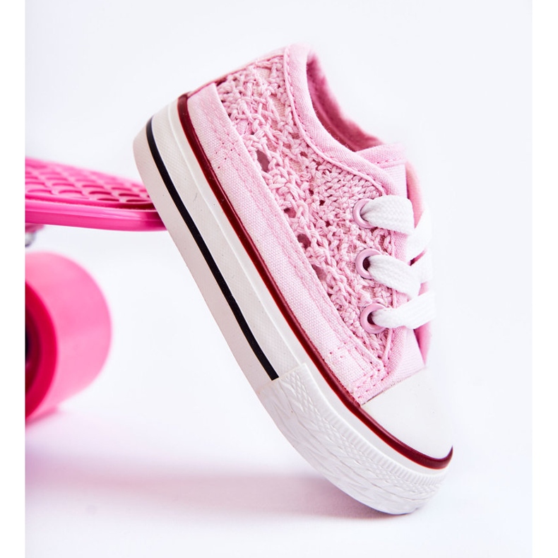 Sneakers für Kinder mit Spitze Weiß Roly-Poly rosa 2