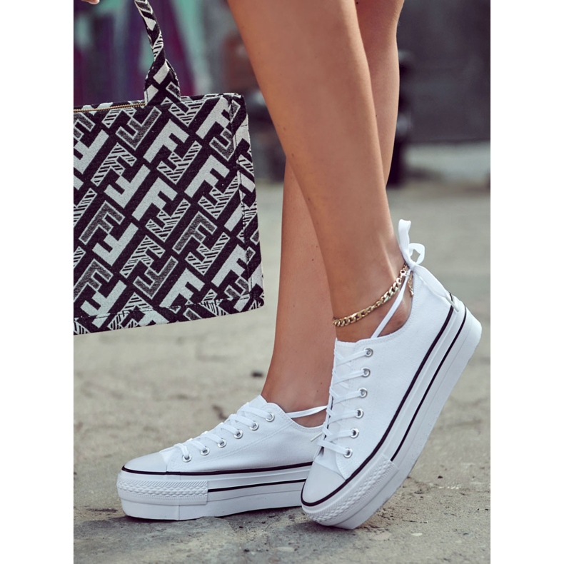 FS3 Damen-Sneaker auf massivem Plateau in weißem Farona 1