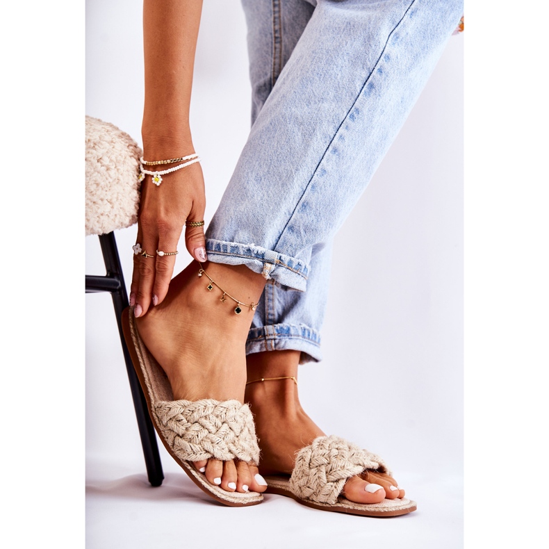 PS1 Beige geflochtene Damenhausschuhe Maraya 1