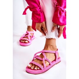 PS1 Modische Damensandalen Geflochten Fuchsia Amparo rosa 1