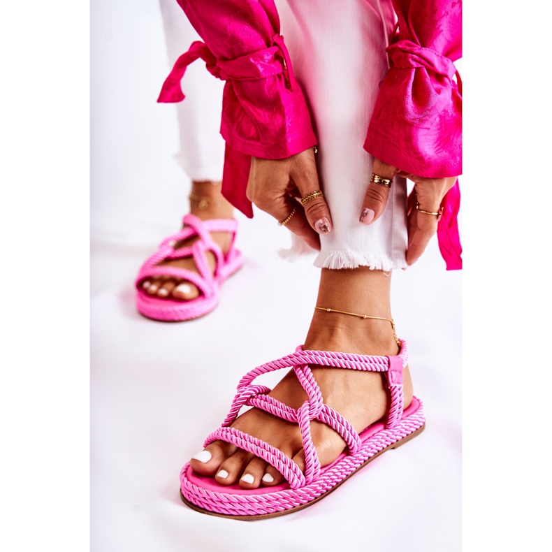 PS1 Modische Damensandalen Geflochten Fuchsia Amparo rosa 1