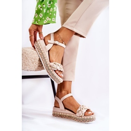 PS1 Damen-Sandalen mit Keilabsatz Beige Chaves golden 2