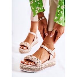 PS1 Damen-Sandalen mit Keilabsatz Beige Chaves golden 1