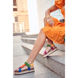 FB1 Damensandalen für den Sommer Multicolor Galia blau orange grün gelb 1