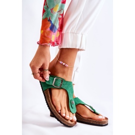 FB1 Damenhausschuhe mit Schnalle Grün Elina 2