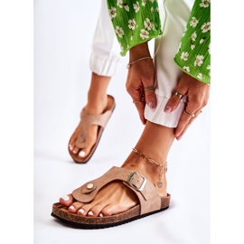 FB1 Damenhausschuhe mit Schnalle Beige Elina 2