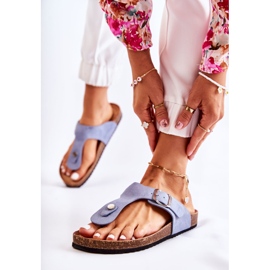 FB1 Damenhausschuhe mit Schnalle Blau Elina 2