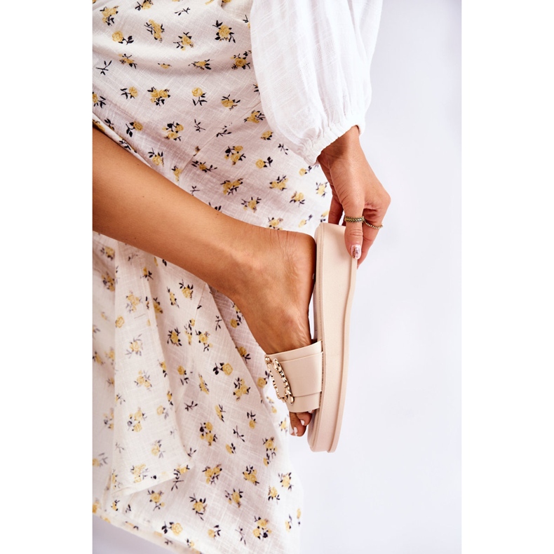 S.Barski Modische Lederpantoffeln für Damen Beige Adaline 1