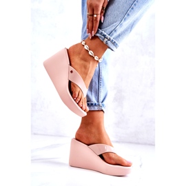 Damenhausschuhe mit Keilabsatz ZAXY HH285294 Nude beige rosa 2