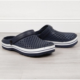 Neuheiten M EVE301B Marineblaue durchbrochene Schaumstoffpantoffeln navy blau 1