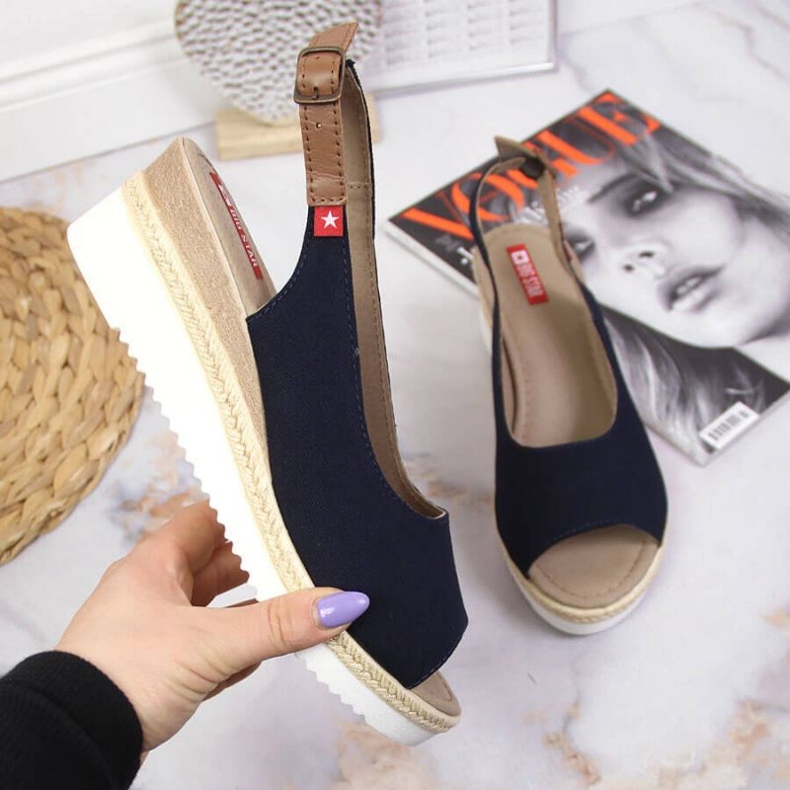 Sandalen auf dem keil Big Star Jr INT1727A marineblau navy blau 1