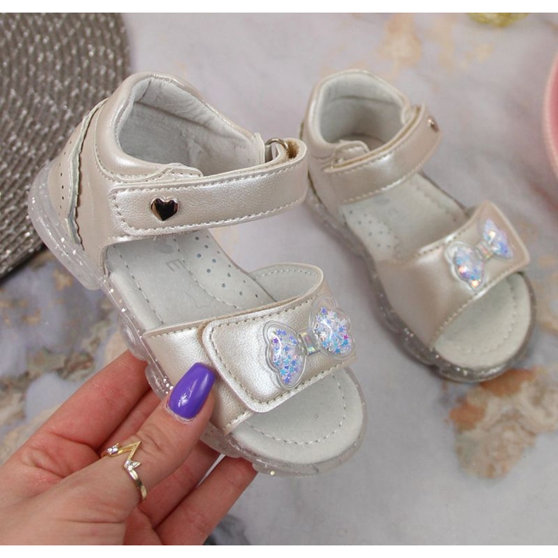 Miss❤E Sandalen mit Klettverschluss und Schleife Miss Jr EU650A silber ['silber'] 1