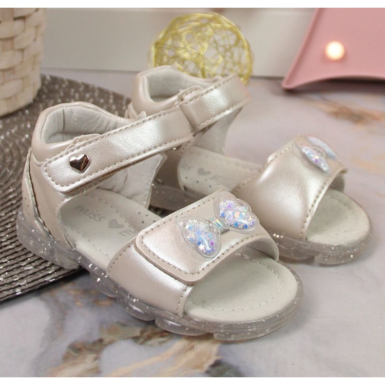 Miss❤E Sandalen mit Klettverschluss und Schleife Miss Jr EU650A silber ['silber'] silber- 2