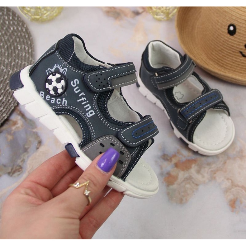 Sandalen mit Klettverschluss NEWS Jr EU651A marineblau-grau 1