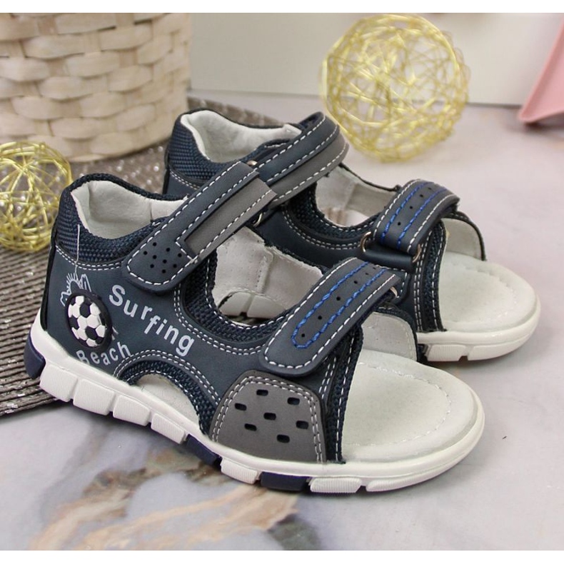 Sandalen mit Klettverschluss NEWS Jr EU651A marineblau-grau 2
