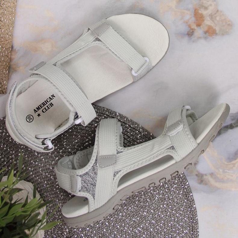 American Club W AM896B graue Sandalen mit Klettverschluss 2