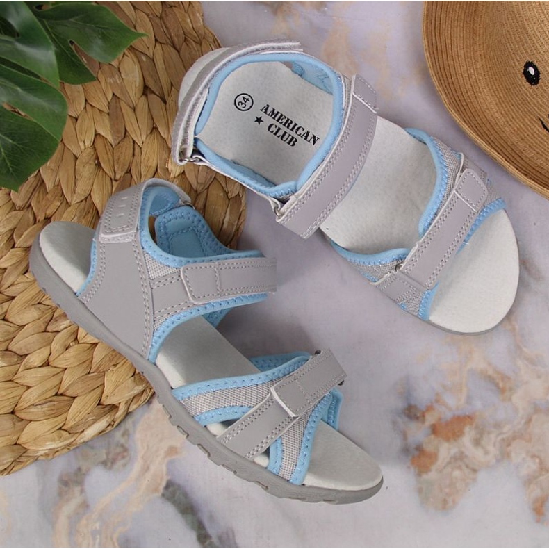 American Club Jr.AM898A Sandalen mit Klettverschluss grau 2