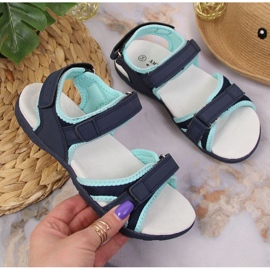 Sandalen mit Klettverschluss American Club Jr AM898B marineblau-minze 1