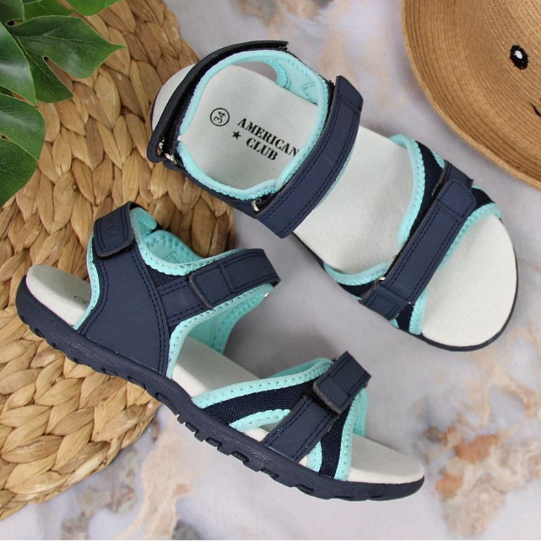 Sandalen mit Klettverschluss American Club Jr AM898B marineblau-minze navy blau 2