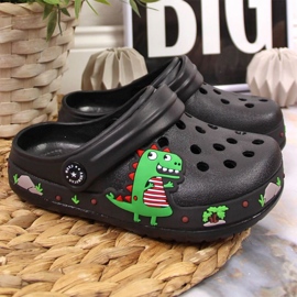 American Club Jr.AM900A schwarze Hausschuhe mit einem Dinosaurier 2