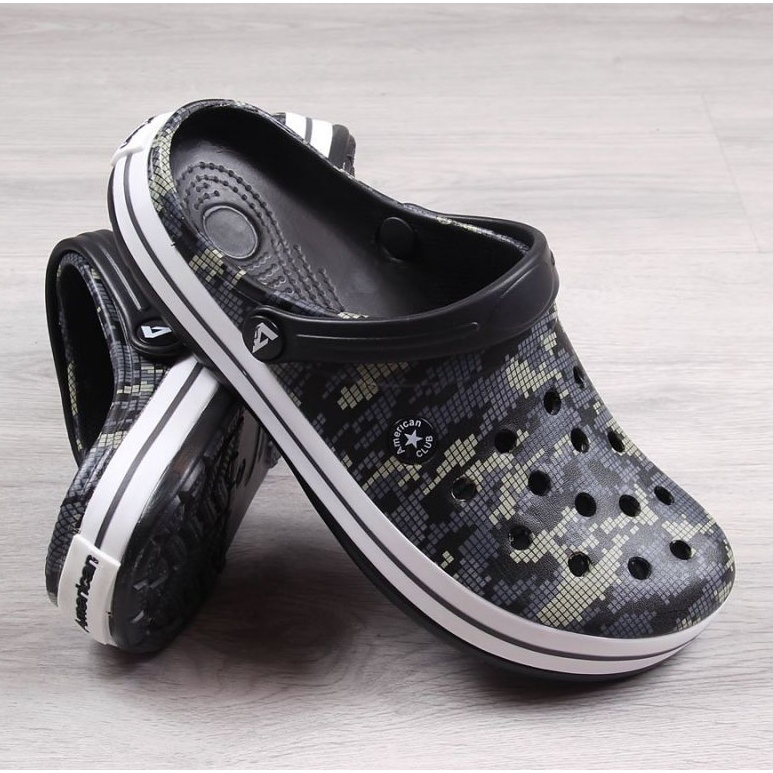 American Club Jr.AM578A schwarze Camo-Hausschuhe 2