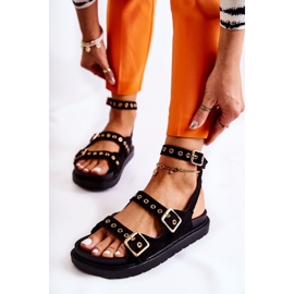 PM1 Damensandalen aus Wildleder mit Riemen Schwarz Parys 1