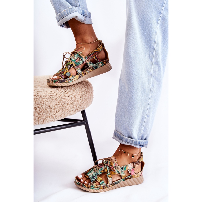 Maciejka Damen Ledersandalen mit Klettverschluss 05375-09 Grün 2