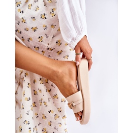 S.Barski Modische Beige Megosa Hausschuhe mit Kette 1