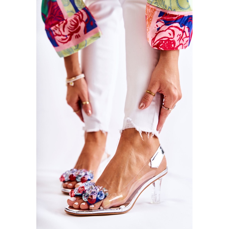 S.Barski Elegante Pumps mit silberner Amalia-Verzierung farblos 1