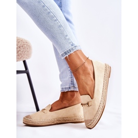 S.Barski Klassische Slip-on Damen Espadrilles Beige Oresa 1
