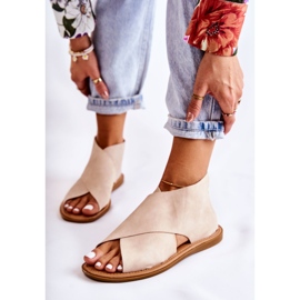 S.Barski Damen Ledersandalen Beige Catalise 1