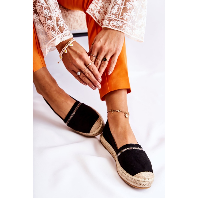 S.Barski Klassische schwarze Slip-On-Espadrilles für Damen Cersei 2