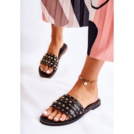 S.Barski Lederhausschuhe für Damen mit schwarzem Brien-Ornament 1