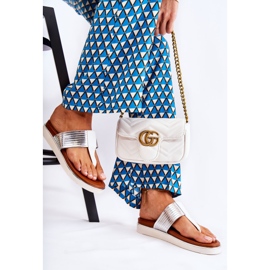 Damensandalen auf der Plattform Weiß und Silber Morissa silber- 2