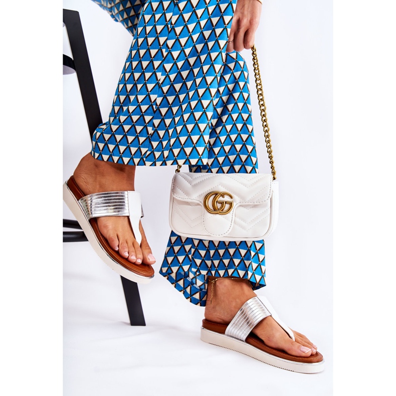 Damensandalen auf der Plattform Weiß und Silber Morissa silber- 2